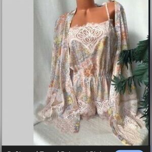 Victoria's Secret Multicolor Lace Trim Sleepwear Set